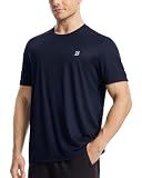 Roadbox Men's UPF 50+ Swim Shirts Short Sleeve, Sun Protection Quick Dry Rash Guard, Water T-Shirt for Surfing Fishing Beach Dark Blue
