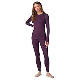Cuddl Duds Thermal Underwear for Women - Women's Cold Weather Clothes Fleece Lined Thermal Long Johns Set Winter Base Layer Clothing Thermal Shirt Top Leggings Pants 2Pc Set for Women Purple Medium