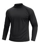 TACVASEN Men's Thermal Fleece Shirt Turtle Neck Lined Base Layer Long Sleeve Athletic Warm Undershirt Cold Winter Running Tops Black M
