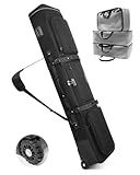 AUROTIER 10mm Padded Rolling Snowboard Bag with TSA Lock for Air Travel, 3 Extra TPU Bags, Flexible Storage for Snowboards, Helmets, Snow Jackets & Boots, Waterproof, Black