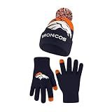 Ultra Game NFL Official Adults Unisex Super Soft Winter Beanie Knit Hat With Extra Warm Touch Screen Gloves, Denver Broncos, Team Color 2, 1SIZE