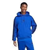 adidas Men's Essentials 3-Stripes Fleece Hoodie, Team Royal Blue/Black, Large