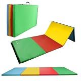 Fitvids Gymnastics Mat, 4'x8'x2" Thick Folding Home Gym Exercise Mat with Tear-Resistant PU Leather and Handles, Workout Mat for Yoga Pilates Tumbling Stretching MMA Core Workouts Wrestling