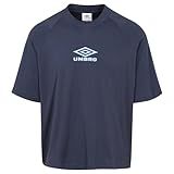 Umbro Men's Iconic Short Sleeve Boxy Tee, Dark Navy/Vista Blue, X-Large