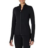 Amazon Essentials Women's Active FormFlex Buttery Soft Slim Fit Full Zip Jacket, Black, Large
