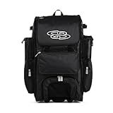 Boombah Rolling Superpack Baseball/Softball Gear Bag - 23-1/2" x 13-1/2" x 9-1/2" - Black - Telescopic Handle - Holds 4 Bats - Wheeled Version