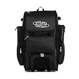 Boombah Rolling Superpack Baseball/Softball Gear Bag - 23-1/2" x 13-1/2" x 9-1/2" - Black - Telescopic Handle - Holds 4 Bats - Wheeled Version