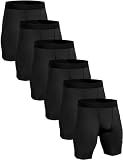 HovSiyla 6 Pack Compression Shorts Men Performance Sports Workout Athletic Running Underwear Shorts Spandex Black-L