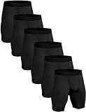 HovSiyla 6 Pack Compression Shorts Men Performance Sports Workout Athletic Running Underwear Shorts Spandex Black-M