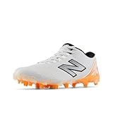 New Balance Men's FreezeLX V5 Low Lacrosse Shoe, White/Hot Mango/Black, 8 M