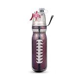 Sports Squeeze Rugby Water Bottles, 2-in-1 Mist And Sip Function BPA-Free - Help You Cool Down Quickly & Quench Thirst, Kids Water Bottle School for Gym Cycling Running Climbing Hiking (Rugby)