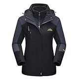 MAGCOMSEN Women's Black 2XL Winter Snow Jacket 3 In 1 Ladies Ski Jacket Waterproof Insulated Fleece Lined Coat