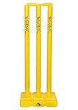 GRS CRIC_3 Heavy Plastic Cricket Stumps Set - 3 Stumps + 2 Bails + 1 Stand (Yellow)(Plastic Wicket Set)