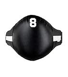 Combat Corner 8 Muay Thai Belly Pad | Boxing Muay Thai MMA Kickboxing Training Kick Shield Rib Guard Body Protector | Black (White Stripe) | Large
