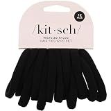 Kitsch Elastic Hair Ties No Damage | Stretchable Hair Bands - Black, 12pcs