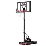 IGL Portable Basketball Hoop for Backyard, Driveway | 3-10ft Adjustable Height for Kids Teens & Adults | 40" Polycarbonate Backboard, Fillable Base for Stability & Easy Mobility on Wheels