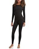 Spyder Womens Thermal Underwear Set - 2 Piece Moisture Wicking Insulated Long Johns Fleece Lined Top & Leggings for Women, Size Large, Black