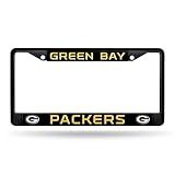 Rico Industries NFL Football Green Bay Packers Black Chrome Frame with Plastic Inserts 12" x 6" Car/Truck Auto Accessory