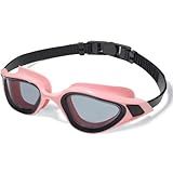 Keary Goggles Swimming Adult Swim Goggles for Men Women Swimming Youth Adults Anti-Fog Goggle Pool Open Water Glasses with Clip for Swim Waterproof UV Protection Clear Vision with Case, Black & Pink