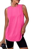 XIEERDUO Workout Tank Tops for Women Exercise Running Sleeveless Loose Fit Yoga Shirts Athletic Pink XL