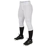 CHAMPRO Tournament Traditional Low-Rise Softball Pants, Girls' Large, White