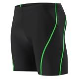 Hopdotte Men Swimming Jammer,Swimsuits Jammer for Men Competitive Train Square Legs Jammer Shorts Trunk(Fluores Green L)