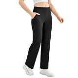 Walifrey Wide Leg Yoga Pants for Women with Pockets Black S