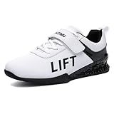 ABXOX Weightlifting Shoes, Squat & Deadlift Shoes for Men & Women – Arch/Heel Support Non-Slip Footwear for Heavy Lifting, Powerlifting, Deadlifting & Strength Training (White/Black, Adult, Men, 8, Numeric, US Footwear Size System, Medium)