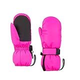 HIGHCAMP Kids Long Cuff Winter Snow Ski Mitten with Zipper Waterproof Gloves for Toddler Boys Girls-Rosa,M (6-8 Y)