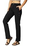 Haimont Womens Lightweight Quick Dry Pants Nylon Stretchy Ripstop Hiking Pants Deep Pockets Elastic Waist, Black, S