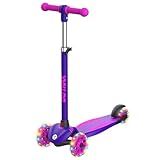 Gotrax KS1 Kids Kick Scooter, LED Lighted Wheels and 3 Adjustable Height Handlebars, Lean-to-Steer & Widen Anti-Slip Deck, 3 Wheel Scooter for Boys & Girls Ages 2-8 and up to 110 Lbs