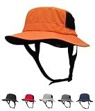 LLmoway Beach Sun Hat with Strap UV Protection Waterproof Breathable Surf Hats for Men Women Orange