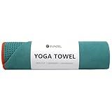Eunzel Hot Yoga Towel - Microfiber Non Slip Yoga Mat Towel with Grip Dot Sweat Absorbent Towel for Hot Yoga, Pilates and Fitness 72" x 24", Dark Cyan/Orange