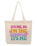 I'm the Gymnast, Gymnastics Gifts, Gymnastics Stuff, Gymnast Team Appreciation Canvas Tote Bag Funny Shoulder Tote with Pocket for Shopping Beach Work Birthday Gifts for Women Girls Gymnastics Coach