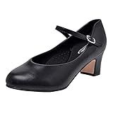 Stelle Character Shoes for Women Dance Shoes 2" Ankle Strap Dancing Heels for Ballroom Salsa Flamenco Latin Work Office Latin (2''Black,8.5MW)