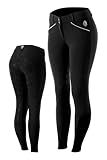Equinavia Astrid Womens Silicone Full Seat Breeches | Mid Rise Riding Pants with Phone Pockets - Black/White - 32