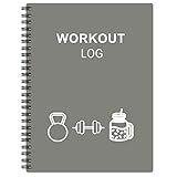Workout Log for Women & Men - A5 Fitness Planner/Journal to Track Weight Loss, Workout Journal for GYM, Bodybuilding Progress - Daily Health & Wellness Tracker, Grey