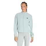 adidas Women's Train Essentials 3-Stripes Woven Warm Up Jacket, Wonder Sage/White, Small
