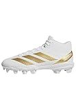 Adidas Men's Adizero Impact.2 Molded American Football, White/Gold Metallic/White, 10