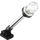 AMBIPASION 12 Inches Anchor Light Stern Light, White Navigation Lights for Boats LED Waterproof IP67, Fold Down Rear Boat Lights for Marine, Pontoon, Jon Boat, Small Boats (12-24V)