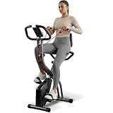 Exercise Bike, 4 IN 1 Stationary Bike, Foldable Folding Exercise Bike with 16-Level Magentic Resistance, Support Back Pad and Phone/Tablet Holder, Arm Resistance Band, Pulse Sensor, LCD Monitor for Home Workout 265LB Capacity