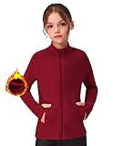 Zaclotre Girls Fleece Jacket with 4 Pockets Long Sleeve Zip Up Warm Athletic Winter Coat Kids Sweatshirt for 5-14 Y