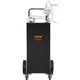 VEVOR Fuel Caddy 30 Gallon, Portable Gas Caddy Fuel Storage Tank with 4 Wheels & Manual Transfer Pump, Gasoline Diesel Fuel Container for Cars, Lawn Mowers, ATVs, Boats, Black