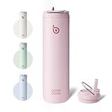 BOTTLE BOTTLE Insulated Water Bottle 24oz with Straw Lid and Handle for Sports Travel Gym Stainless Steel Water Bottles Double-Wall Vacuum Metal Leak Proof BPA-Free (Light Pink)