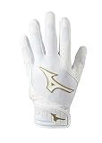 Mizuno Finch Padded Softball Batting Gloves, White/Gold