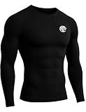 Roadbox Men's UPF 50+ BJJ Rash Guard, Jiu Jitsu Long Sleeve Compression Shirts, MMA Athletic Base Layer Wrestling Grappling Black