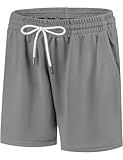 Boys Athletic Shorts Mesh Basketball Shorts Kids Quick Dry Breathable Sports Shorts with Pockets Light Gray 8-9 Years