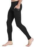 Willit Men's Yoga Workout Leggings Quick Dry Running Dance Tights with Pockets Stretch Compression Pants Black L