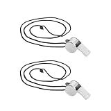 Mozff 2Pcs Metal Whistle with Lanyard Outdoor Tools Referee Whistle Training School Football Soccer Rugby Sport Loud Coach Referee Whistle