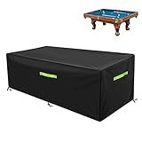 GEMITTO Pool Table Cover, Billiard Table Covers with Handles Buckles Drawstring — Indoor Outdoor Pool Table Cover Waterproof for 7/8/9 FT Pool Table Snooker Billiard Table (102 x 53 x 32 in - Black)